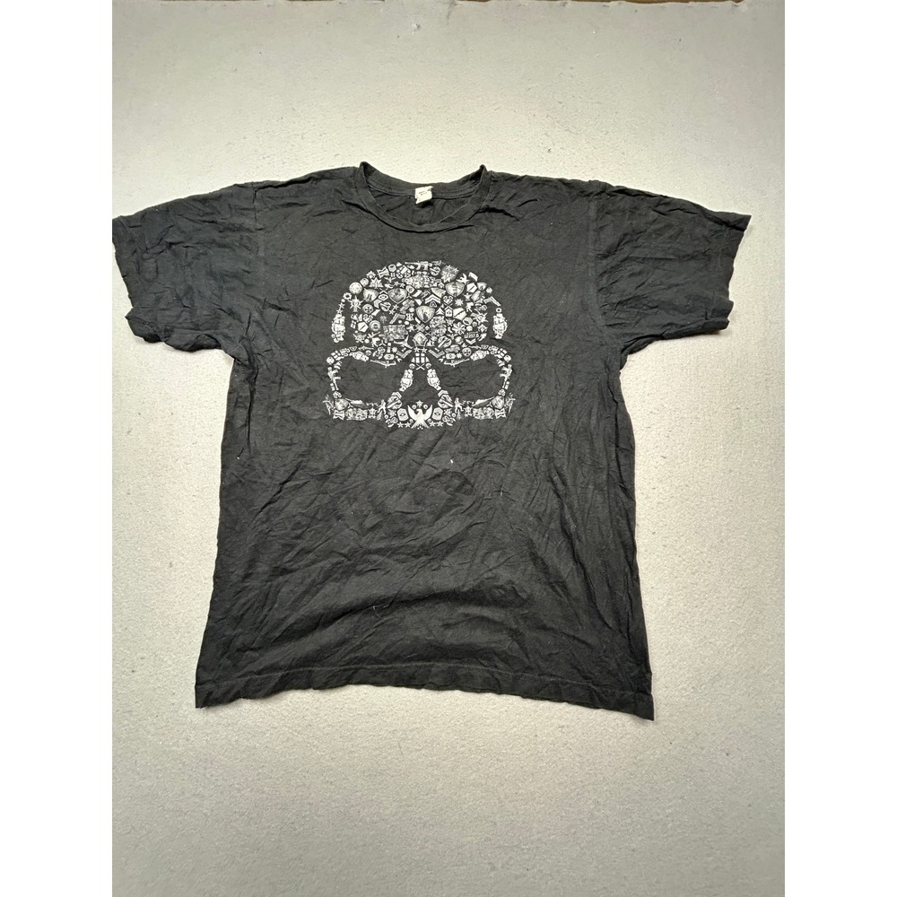 Anvil T Shirt Cotton Black Skull Graphic Large Mens